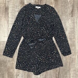 Likely Star Print Long Sleeve Romper Size 4 Cutout Tie Front Button Up Party‎
